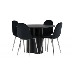 Rundt Spisebordssæt Olivia med stole Polar - Sort