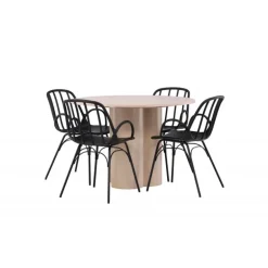 Rundt Spisebordssæt Olivia med stole Dyron - Sort og Hvid