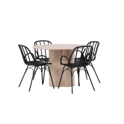 Rundt Spisebordssæt Olivia med stole Dyron - Sort og Hvid