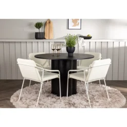 Rundt Spisebordssæt Olivia med Tvist stole - Beige og Sort