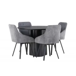 Rundt Spisebordssæt Olivia med stole Rosie - Sort og Grå