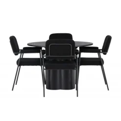 Rundt Spisebordssæt Olivia med stole Yesterday - Sort