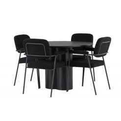 Rundt Spisebordssæt Olivia med stole Yesterday - Sort