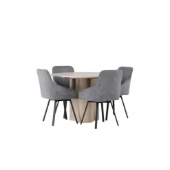 Rundt Spisebordssæt Olivia med stolene Rosie - Grå og Hvid