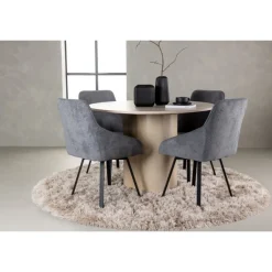 Rundt Spisebordssæt Olivia med stolene Rosie - Grå og Hvid