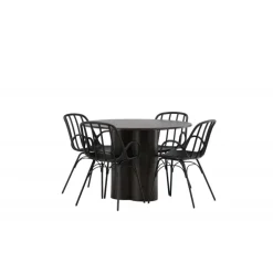 Rundt Spisebordssæt Olivia med stole Dyron - Sort og Mocca