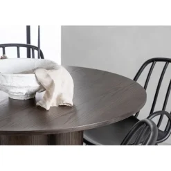 Rundt Spisebordssæt Olivia med stole Dyron - Sort og Mocca