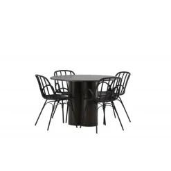 Rundt Spisebordssæt Olivia med stole Dyron - Sort og Mocca