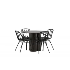 Rundt Spisebordssæt Olivia med stole Dyron - Sort og Mocca