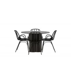 Rundt Spisebordssæt Olivia med stole Dyron - Sort og Mocca