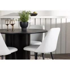 Rundt Spisebordssæt Olivia med stole Night - Sort og Hvid