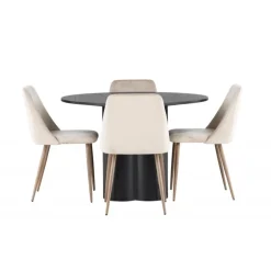 Rundt Spisebordssæt Olivia med stolene Night - Sort og Brun