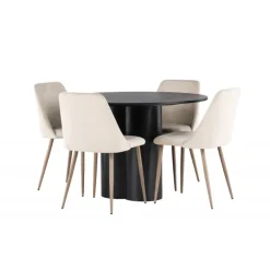 Rundt Spisebordssæt Olivia med stolene Night - Sort og Brun