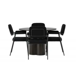 Rundt Spisebordssæt Olivia med stole Yesterday - Sort og Mocca