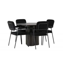 Rundt Spisebordssæt Olivia med stole Yesterday - Sort og Mocca