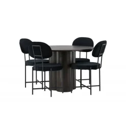 Rundt Spisebordssæt Olivia med stole Stella - Sort og Mocca