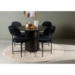 Rundt Spisebordssæt Olivia med stole Stella - Sort og Mocca