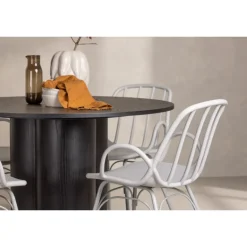 Rundt Spisebordssæt Olivia med Dyron stole - Sort og Gråbeige