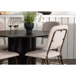 Rundt Spisebordssæt Olivia med stole Seda - Beige og Sort