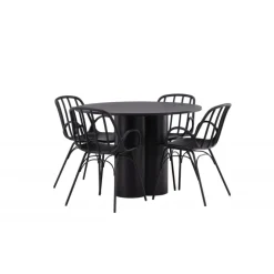 Rundt Spisebordssæt Olivia med stole Dyron - Sort