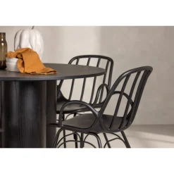 Rundt Spisebordssæt Olivia med stole Dyron - Sort