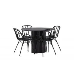 Rundt Spisebordssæt Olivia med stole Dyron - Sort