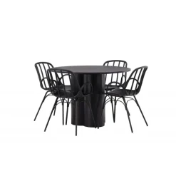Rundt Spisebordssæt Olivia med stole Dyron - Sort