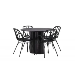 Rundt Spisebordssæt Olivia med stole Dyron - Sort