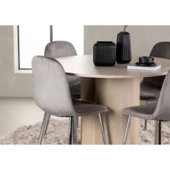 Rundt Spisebordssæt Olivia med stole Eva - Lysegrå og Hvid