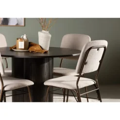 Rundt Spisebordssæt Olivia med stolene Seda - Beige og Mocca