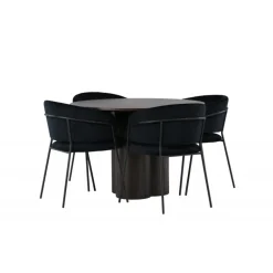 Rundt Spisebordssæt Olivia med stole Selma - Sort og Mocca