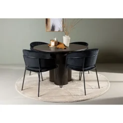Rundt Spisebordssæt Olivia med stole Selma - Sort og Mocca