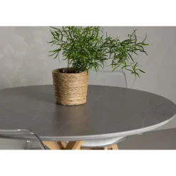 Rundt Spisebordssæt Piazza med stolene Edvin - Grå og Transparent