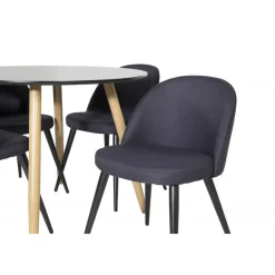 Rundt Spisebordssæt Plaza med stole i fløjl