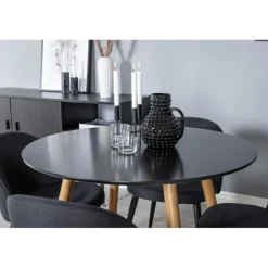 Rundt Spisebordssæt Plaza med stole i fløjl