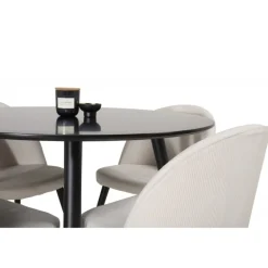 Rundt Spisebordssæt Plaza med stole i Velour