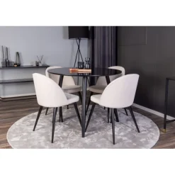 Rundt Spisebordssæt Plaza med stole i Velour