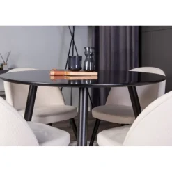 Rundt Spisebordssæt Plaza med stole i Velour