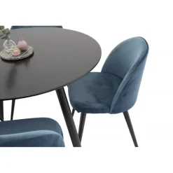 Rundt Spisebordssæt Plaza med stole i fløjl