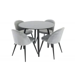 Rundt Spisebordssæt Plaza med stole i Velour