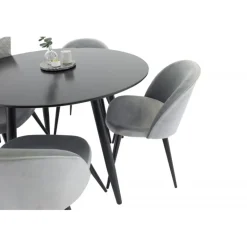 Rundt Spisebordssæt Plaza med stole i Velour