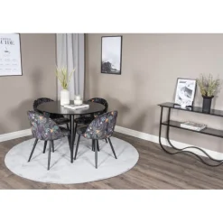 Rundt Spisebordssæt Plaza med stole i Fløjl