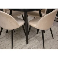 Rundt Spisebordssæt Plaza med stole i fløjl