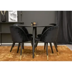 Rundt Spisebordssæt Plaza med stole i fløjl