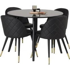 Rundt Spisebordssæt Plaza med stole i Velour