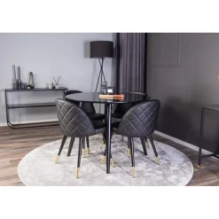 Rundt Spisebordssæt Plaza med stole i Velour