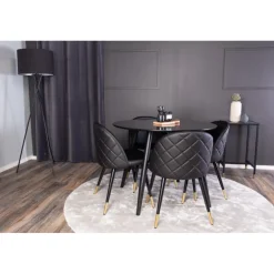 Rundt Spisebordssæt Plaza med stole i Velour