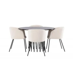 Rundt Spisebordssæt Sten med stole Berit - Beige og Mocca