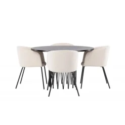 Rundt Spisebordssæt Sten med stole Berit - Beige og Mocca