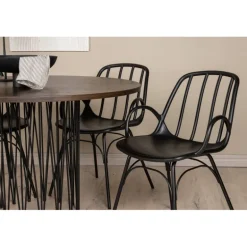 Rundt Spisebordssæt Stone med Dyron stole - Sort og Mocca